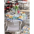 thumbnail image 4 of Outdoor Tablecloth with Umbrella Hole and Zipper, Hello Spring Round Table Cloth 60 Inch Waterproof Tablecloth, Farmhouse Floral Eucalyptus Wood Blue Plaid Picnic Table Cover for Patio Camping, 4 of 7