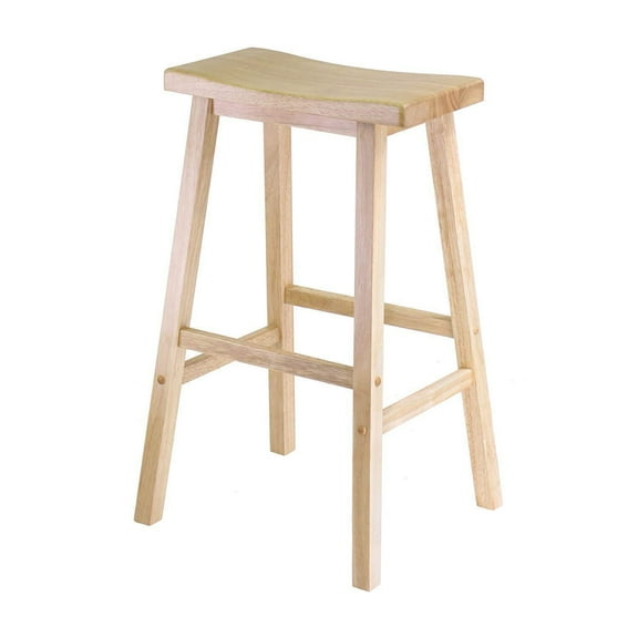 Wood Counter Stool - Natural Finish - Backless - Single - Easy Assembly