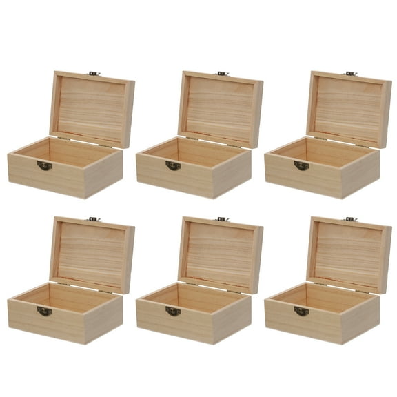 COOPHYA Unfinished Wood Boxes Timber 6Pcs 5.5x4.1x2.6in
