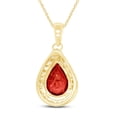 thumbnail image 3 of AFFY Pear Shape Simulated Garnet & Round Cut White Cubic Zirconia Teardrop Pendant Necklace in 14k Yellow Gold Plated 925 Sterling Silver with 18" Chain, 3 of 5