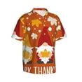 thumbnail image 2 of Balery Happy Thanksgiving Three Gnomes Print Men's Hawaiian Shirts Short Sleeve Beach Shirt Relaxed Fit Vacation Button Down Shirts-3X-Large, 2 of 9