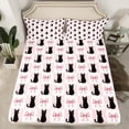 thumbnail image 2 of Manfei Kawaii Black Cat Twin Sheet Sets for Teen, Girly Pink Buffalo Twin Fitted Sheet, Cartoon Bowknot Christmas Flat Sheet, Lightweight Room Decor, 3pcs, 2 of 7