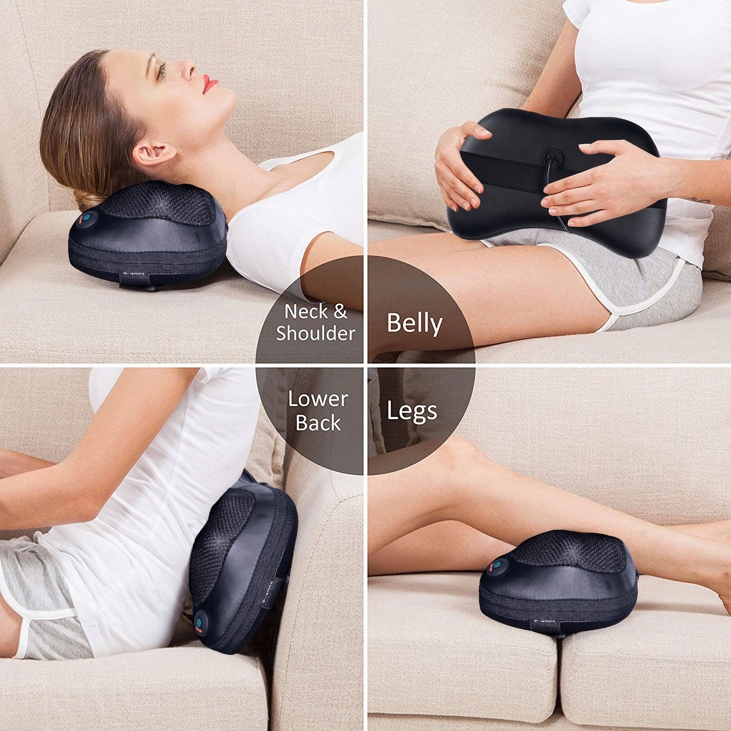 Costway Shiatsu Shoulder Neck Back Massage Pillow with Heat Deep Kneading Massager Car Seat - image 5 of 10