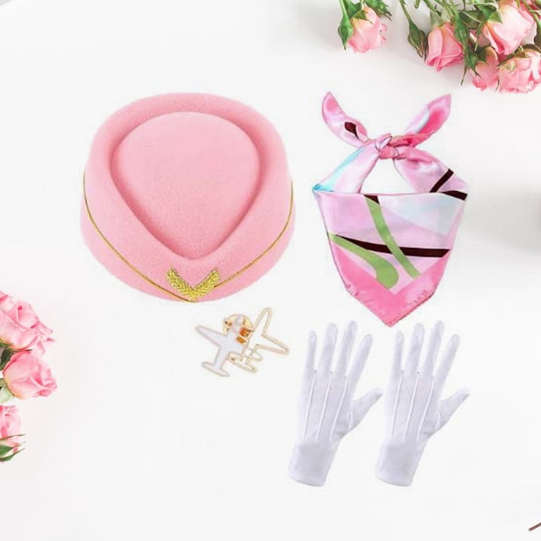 Women’s Stewardess Costume Accessories Flight Attendant Hat Scarf Gloves Amazon.com: ZUYYON 6 Pcs Women Flight Attendant Costume  main image 4