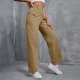 thumbnail image 6 of Kopltyrfg Womens Casual Cargo Pants High Waisted Wide Leg Trousers Palazzo Y2k Streetwear Pants for Women with Pockets (Brown,L), 6 of 9