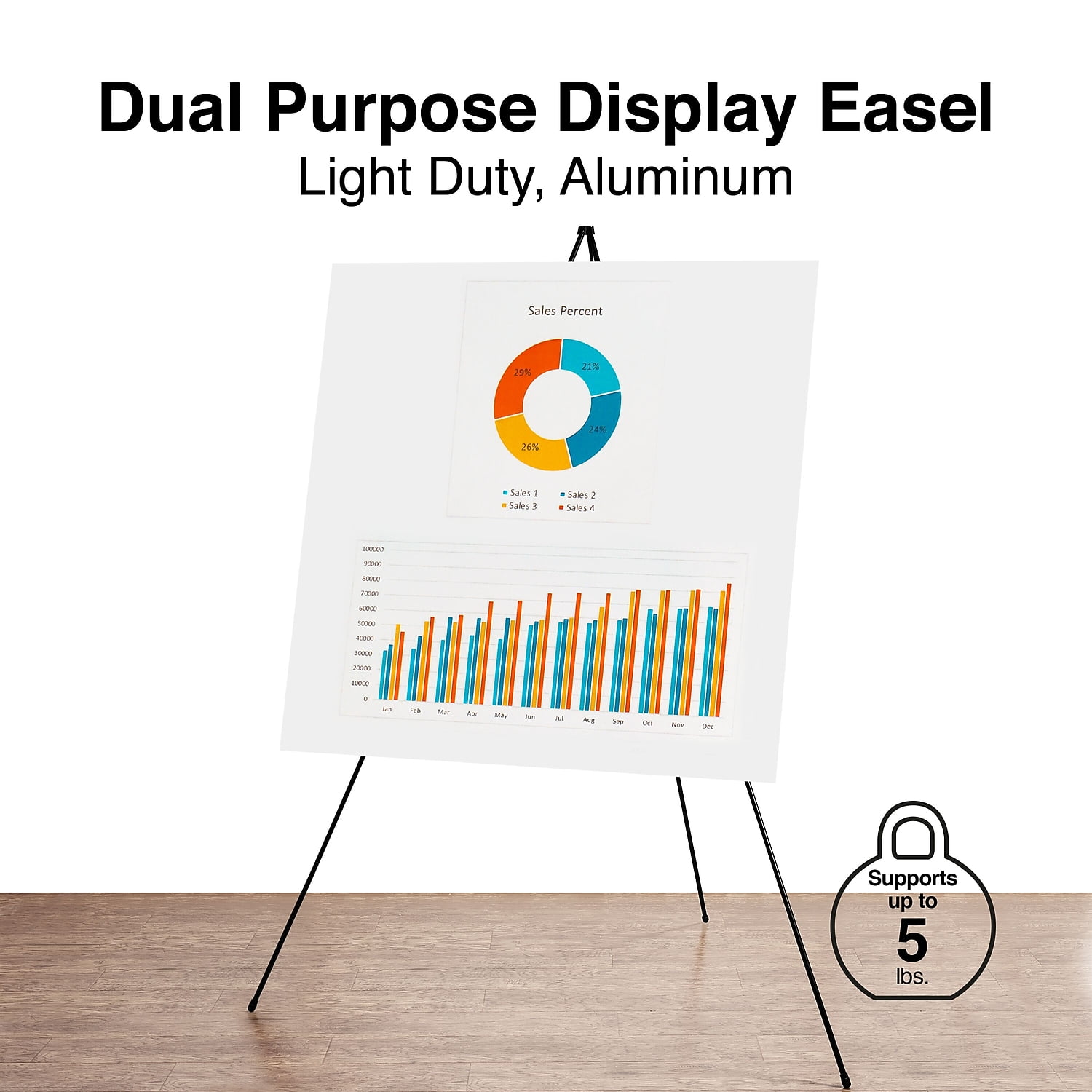 Staples Display Easel 58" Black Metal 2/Pack 61294-CCVS