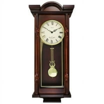 Bedford Grand 31" Chiming Pendulum Wall Clock Antique Mahogany Cherry Finish