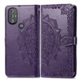 thumbnail image 2 of Feishell Embossed PU Leather Wallet Phone Case for Motorola Moto G Power (2022) 6.5 inch,Full Protection Magnetic Clasp Flip Stand Card Slots Shockproof Protective Cover with Hand Strap,Purple, 2 of 7