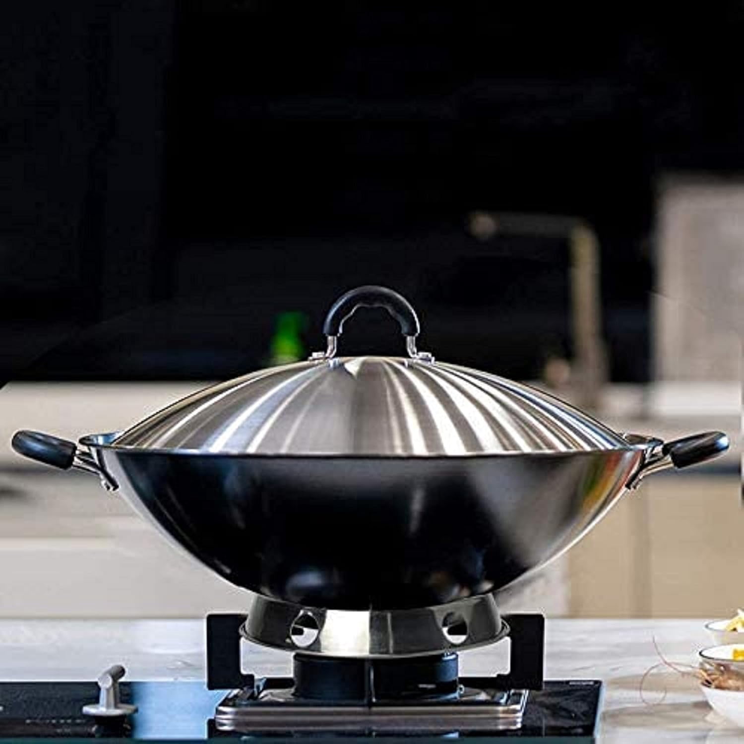 TrueCraftware– Wok Ring/Rack for Gas Stove 8-1/4" Diameter Top Rim and 10" Diameter Bottom Rim- Reversible Size Wok Stand Suitable for Most Woks Potholders for Kitchens