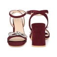 thumbnail image 5 of BLISSFUL STEP Rhinestones Slingback Block High Heel Sandal for Women Burgundy (Size 6), 5 of 5