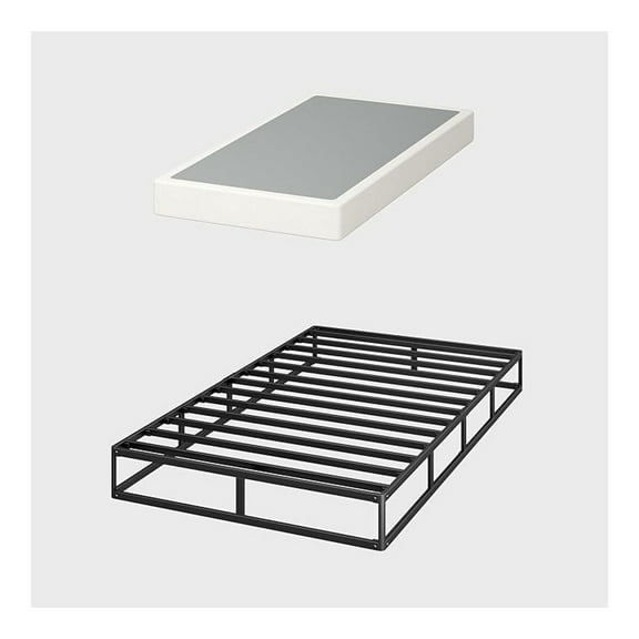 8 Inch Box Spring Only, Heavy Duty Metal Mattress Foundation, Easy Clean Fabric Bed Cover, Non-Slip, Noise Free, Easy Assembly (Twin)
