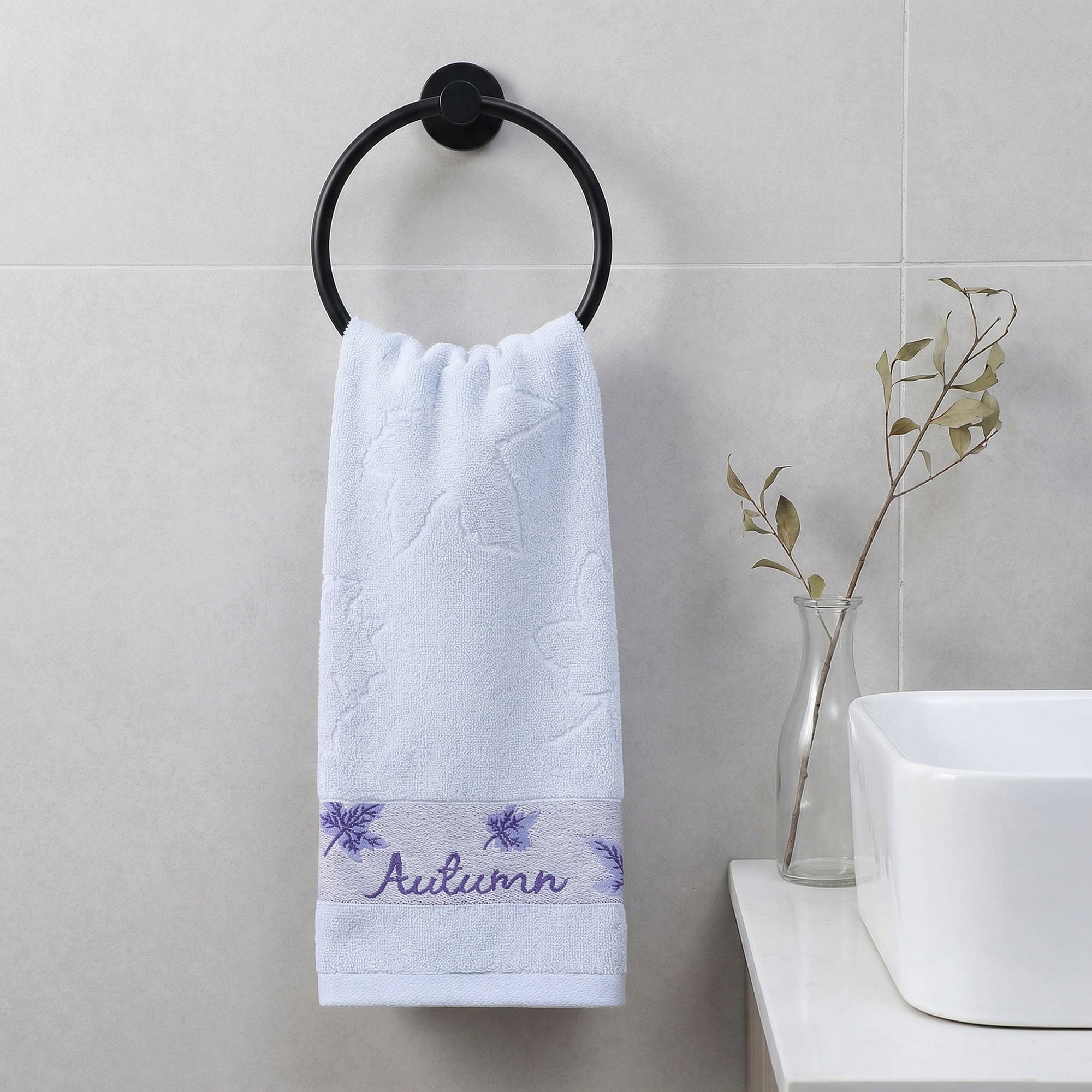 Unique Bargains Maple Leaf Jacquard Soft Absorbent Quick Dry Towels Blue 2pk