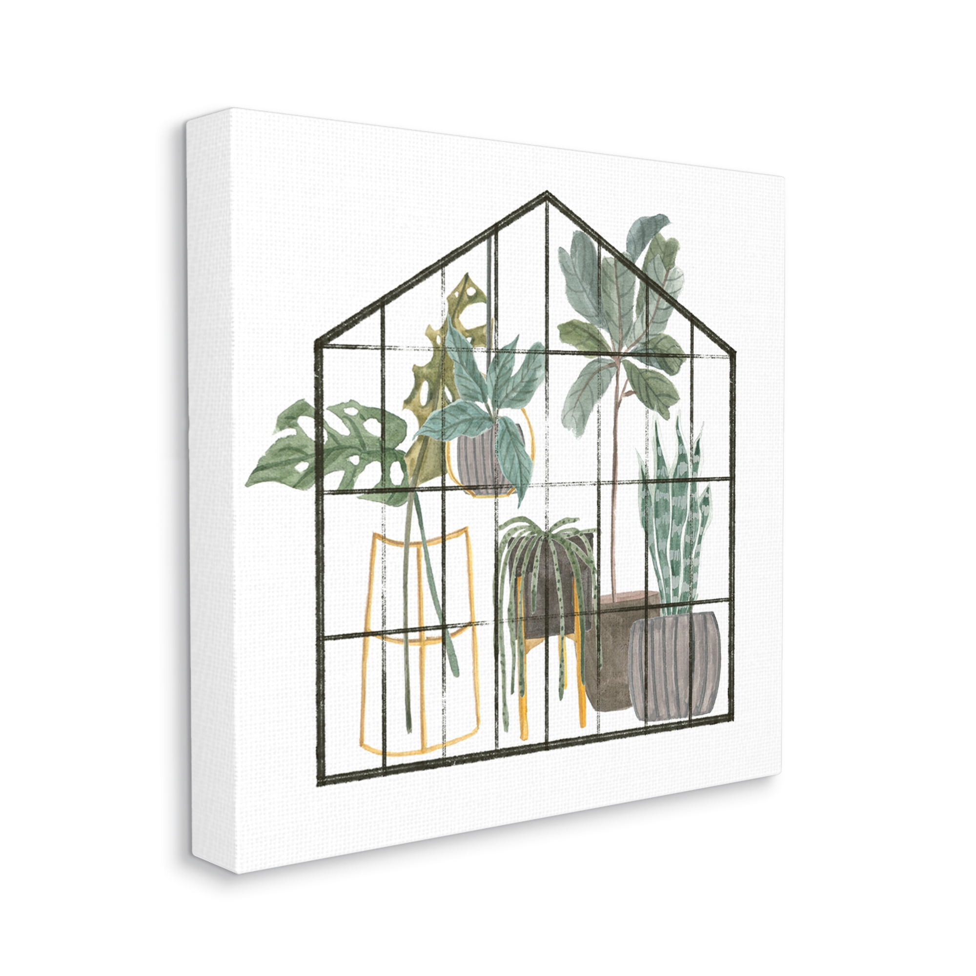 Stupell Industries Modern Greenhouse Illustration Chic Indoor Plants Palm Leaves,30 x 30, Design by Melissa Wang