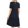 thumbnail image 6 of ZXSXSY Women Black Hollow Back Round Neck Short Sleeves Peplum Midi Dress, 6 of 6