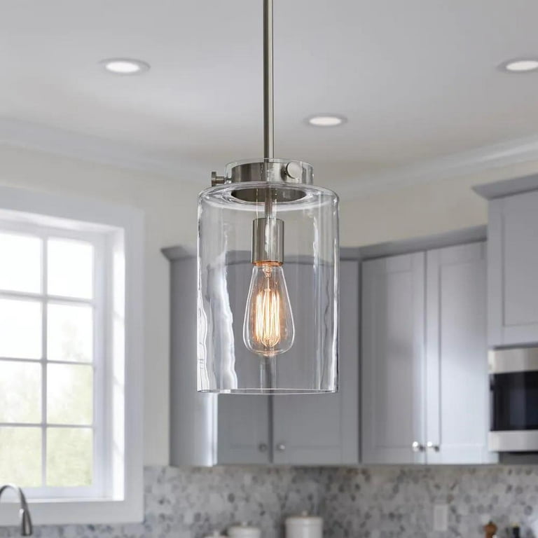 Mullins 1 Light Brushed Nickel Mini Pendant with Clear Glass Shade