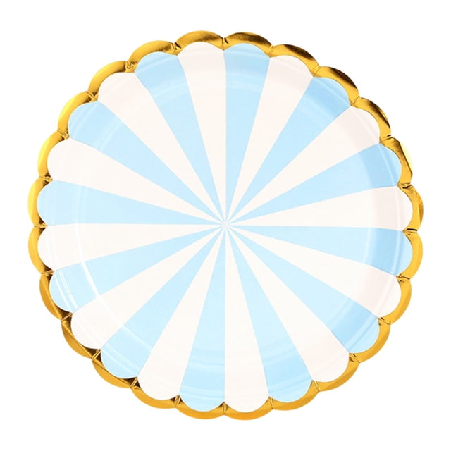 Blue Plastic Bowl with Gold Rim Heavy Duty Dinner Plates, Blue Plastic Bowl with Gold Rim, 7/9 Inch Heavy Duty Disposable Dessert Plates, Elegant Wedding Party Plates