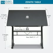 Studio Designs Zenith Height Adjustable, Adjustable Top Drafting Table in Black