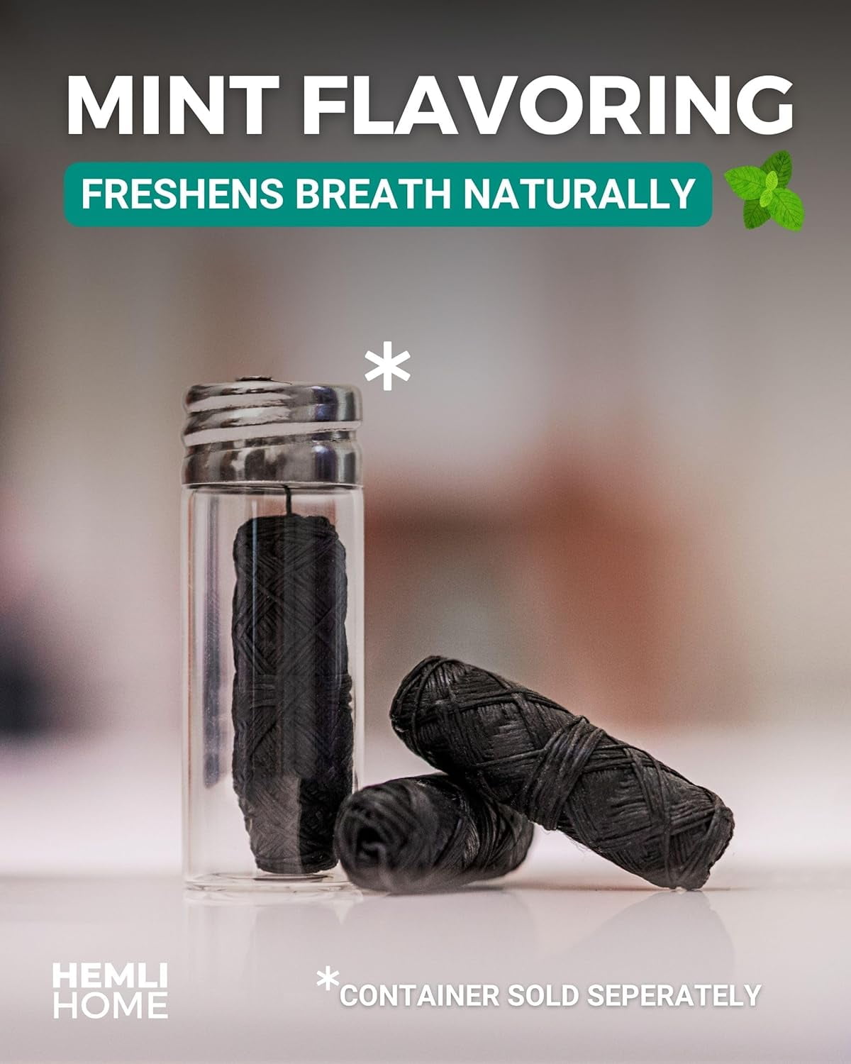 Bamboo Charcoal Dental Floss Refills Bambo Woven Fibres 5 x 33 Yards Organic Refillable Floss Natural Eco-Friendly Floss. Plant-Based Candelilla Wax with Mint Flavoring