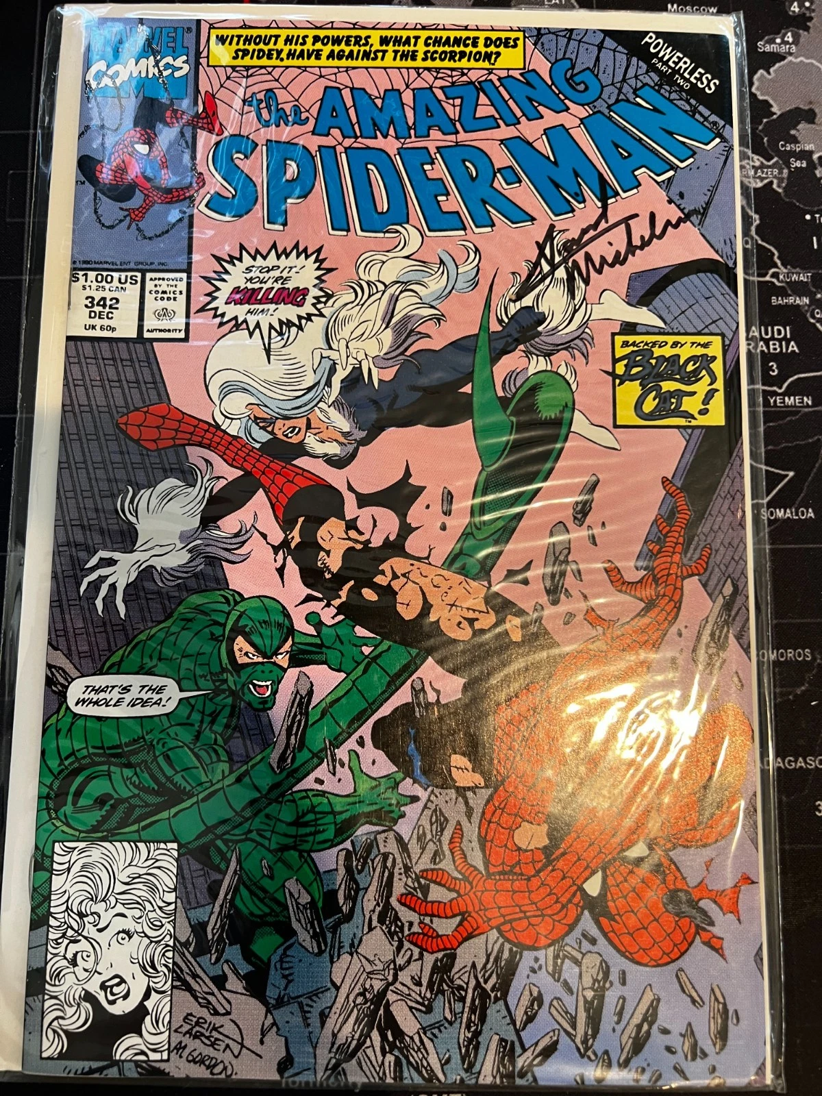 Amazing Spider-Man #342 Signed by David Michilinie VERY FINE