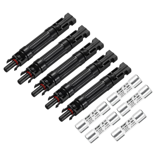 5 Pcs Solar Fuse Holder 30A 1000V Waterproof PV In-Line Fuse Holders with Fuse