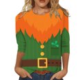 thumbnail image 2 of Hauts pour Femmes Décontractés d'Été Mode Féminine T-shirt Imprimé pour la Saint-Patrick Manches 3/4 Blouse Col Rond Hauts Décontractés Blouse d'Été en Liquidation, 2 of 4