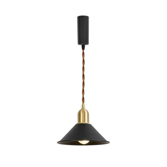 FSLiving Adjustable Height H Type Track Light with E26 Brass Base and Vintage Black Metal Shade,Decorate Lighting Fixtures for Farmhouse Kitchen Sink (Bulb & Ceiling Track Sold Separately) - 1 Light