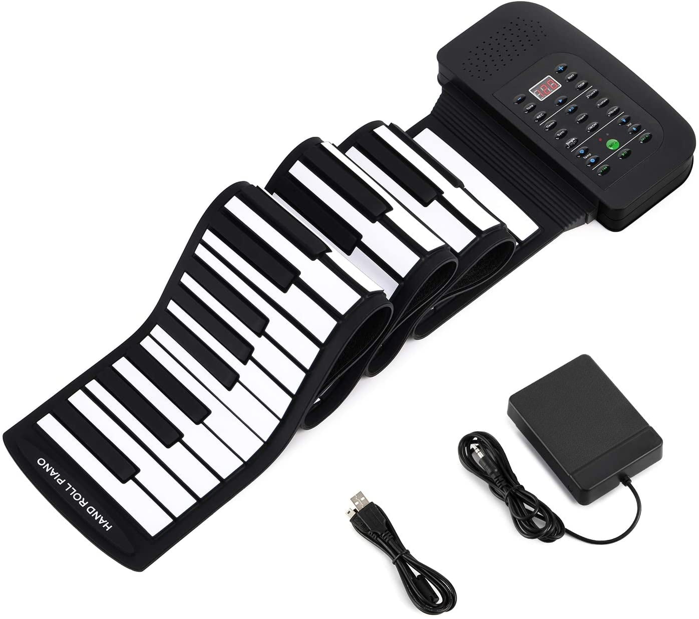 Donner Roll Up Piano Keyboard 88 Keys,Portable with Pedal for Beginners ...