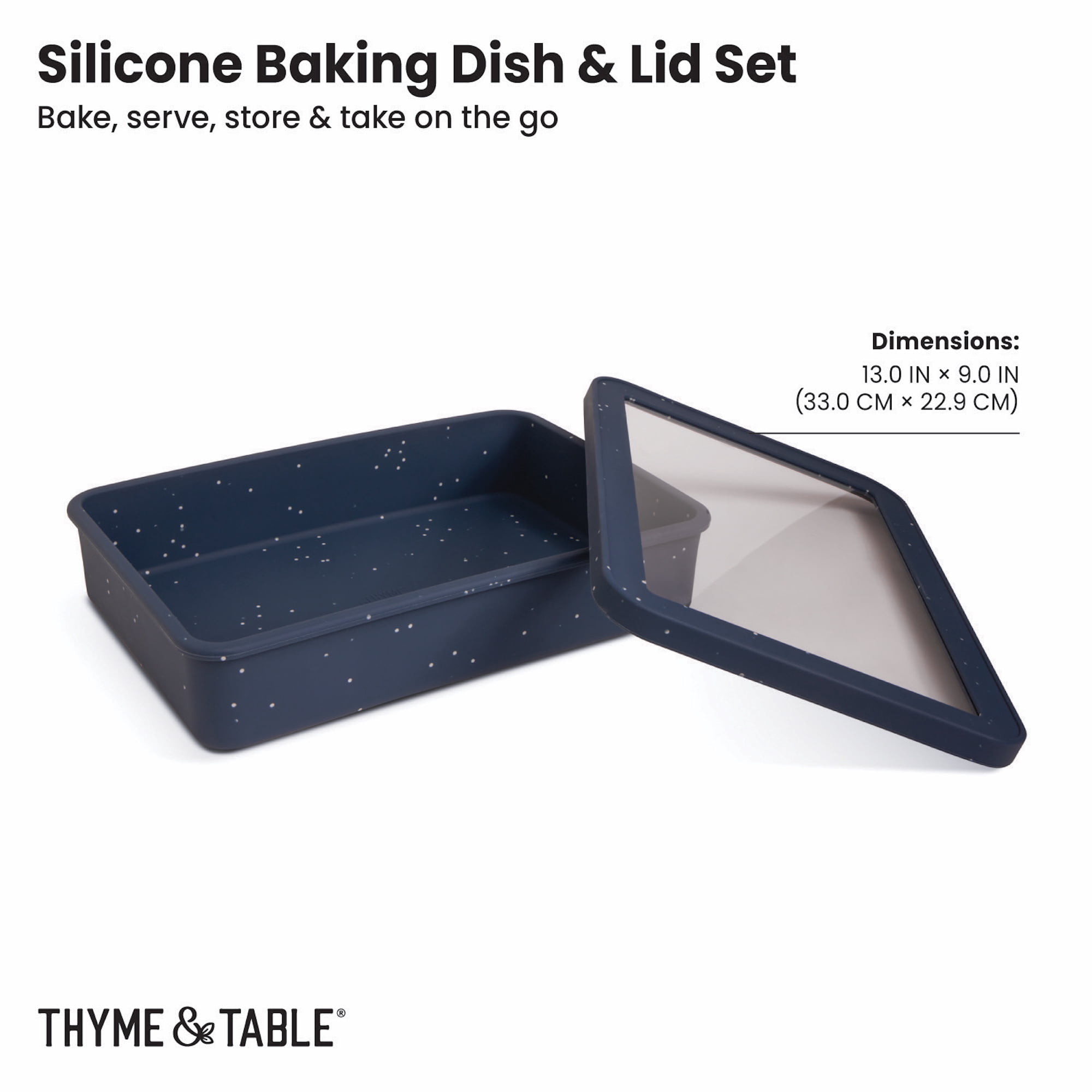Thyme & Table 9" x 13" Silicone Baking Dish & Lid Set - Atlantic Blue