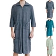 thumbnail image 1 of JDQJBZ Mens Solid Color Bathrobe With Pocket Absorbent Shirt, 1 of 5
