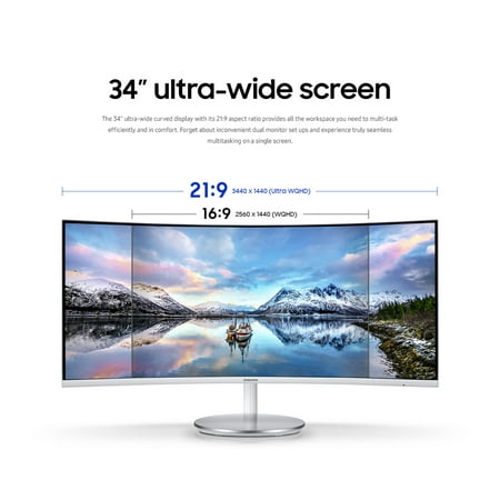 Samsung - 34” ViewFinity CJ791 QHD FreeSync Thunderbolt Monitor with speakers - White/Silver