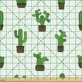 thumbnail image 2 of Botanical Upholstery Fabric by the Yard, Repetitive Cactus Plants in Pot Dashed Lines Diagonal Squares Check, Decorative Fabric for DIY and Home Accents, Fern Green Brown White by Ambesonne, 2 of 5