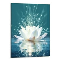 Chilfamy Spiritual Meditation Yoga Magic White Lotus Flower Wall Art Canvas Art Print Blooming Lotus Picture Framed Water Lily Wall Art Painting Home Decor for Bedroom 16x20 Inch