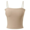 thumbnail image 4 of MIXUE Tank Top for Women Summer Solid Color Stylish Spaghetti Strap Strapless Sleeveless Camisole Vest Womens Tank Tops Outwear,Brown,XXL, 4 of 5