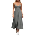 thumbnail image 5 of 2026 Fashion Women Dresses Summer Fashion Solid Color Loose Sleeveless V-neck Double Pocket Dress S-2XL, 5 of 9