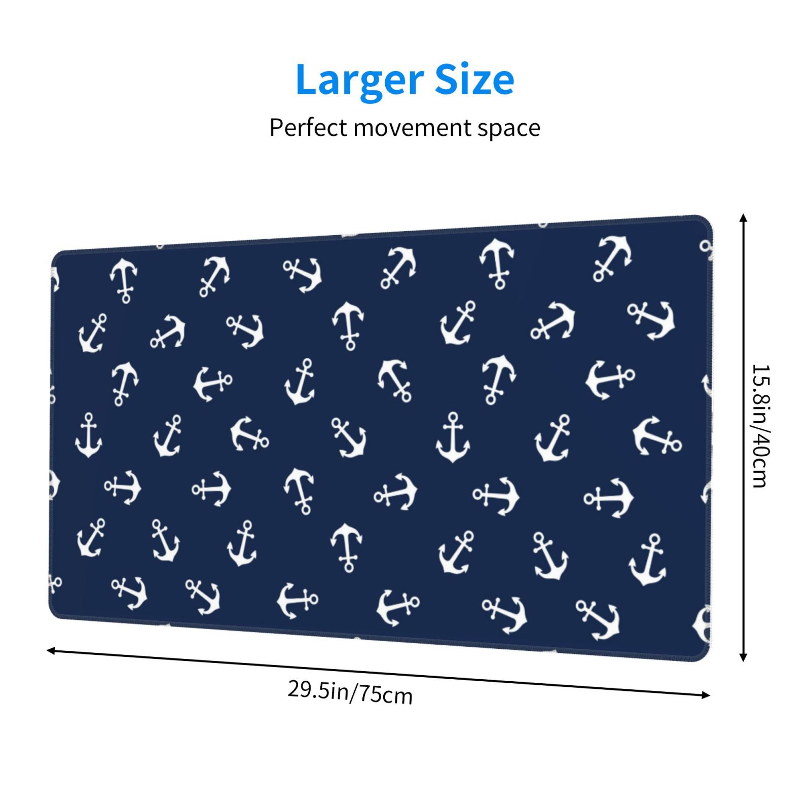 Kdxio Nautical Themed Simple Anchors Print Large Gaming Mouse Pad,Non-Slip Base,Water Resist Keyboard Pad for Gamer,Office & Home,29.5 x 15.8 in