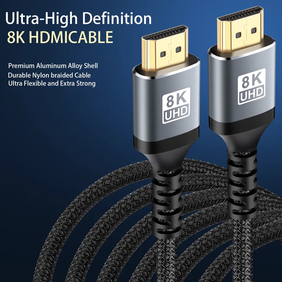 HDMI 2.1 Ultra HD 8K Cable – 10FT, Braided, 48Gbps, 4K@120Hz, 8K@60Hz, HDR10