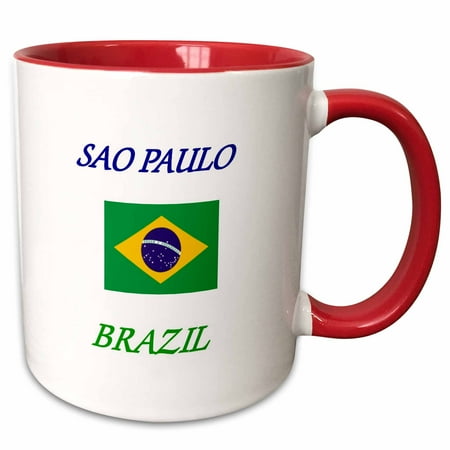 3drose Image of Words Sao Paulo Brazil with Flag 11oz Two-tone Red Mug