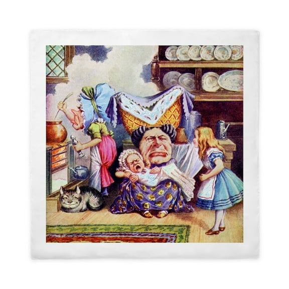 CafePress - Alice, The Duchess And The Pig Baby Queen Duvet Cover - Queen Duvet
