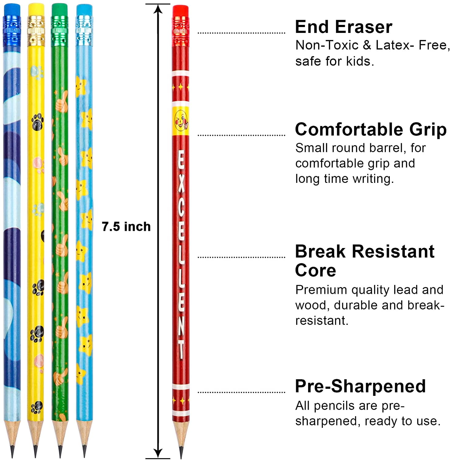 Assorted Colorful Pencils, Shuttle Art 180 Pack Pencils Bulk with 12 Designs, 2 HB, Pre-Sharpened Awards and Incentive Pencils for Home