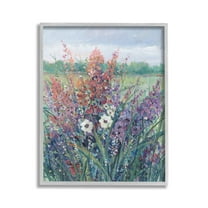 Stupell Industries Spring Meadow Florals Botanical & Floral Painting Gray Framed Art Print Wall Art, 24 x 30