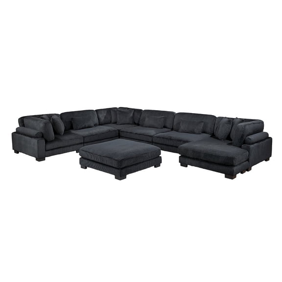 Lexicon Traverse Corduroy 6-Piece Modular Sectional with chaise in Black