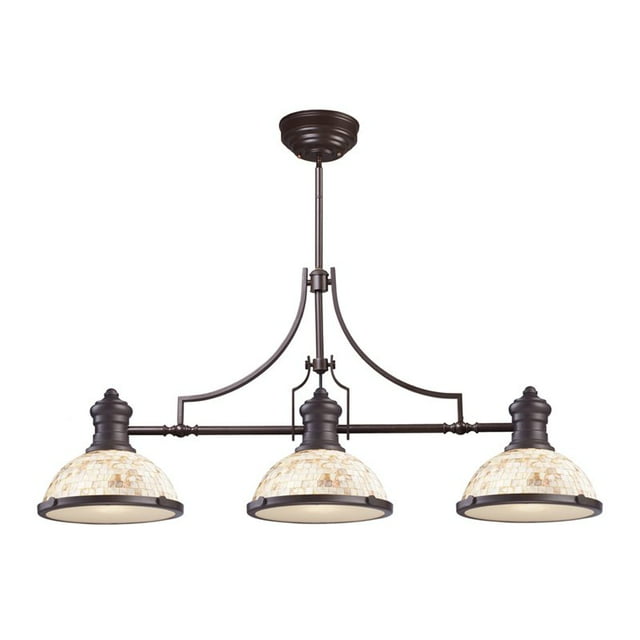 Elk 66435-3 Chadwick 3-Light Billiard Light, 47-Inch, Oiled Bronze With Cappa Shell