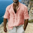 thumbnail image 4 of Men's Long Sleeve Shirt V Neck Casual Button Down Blouse Solid Color Loose Tops Comfy Lightweight Tee, 4 of 6