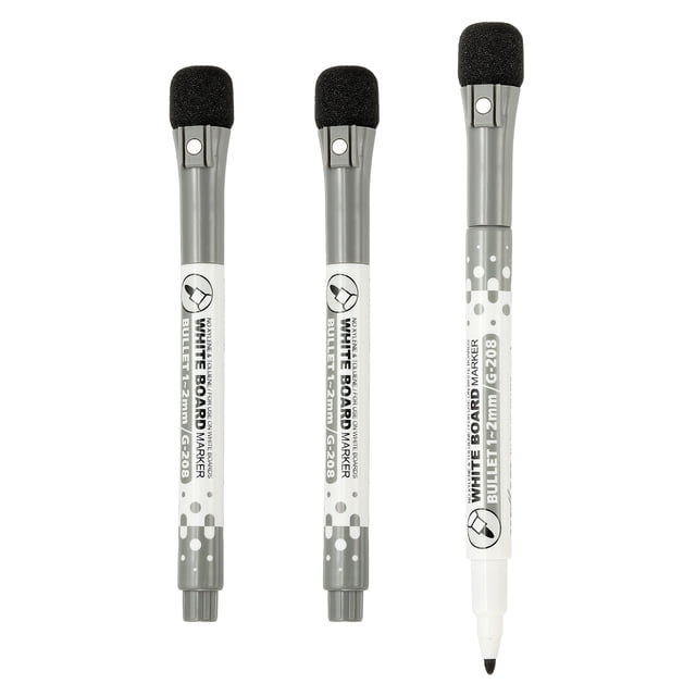 Bolígrafo magnético para pizarra blanca Uxcell, marcadores de borrado en seco de punta fina de 1-2mm, 3 piezas
