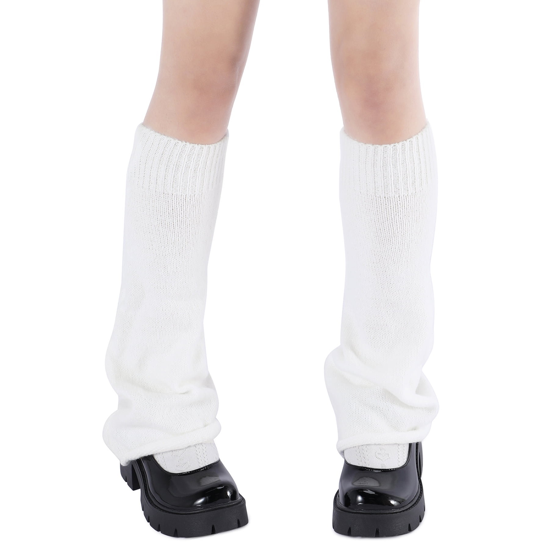 Zando Kawaii Leg Warmers for Girls Women Long Harajuku Knee High Legwarmers  Y2K Knit Ankle Heap Socks White