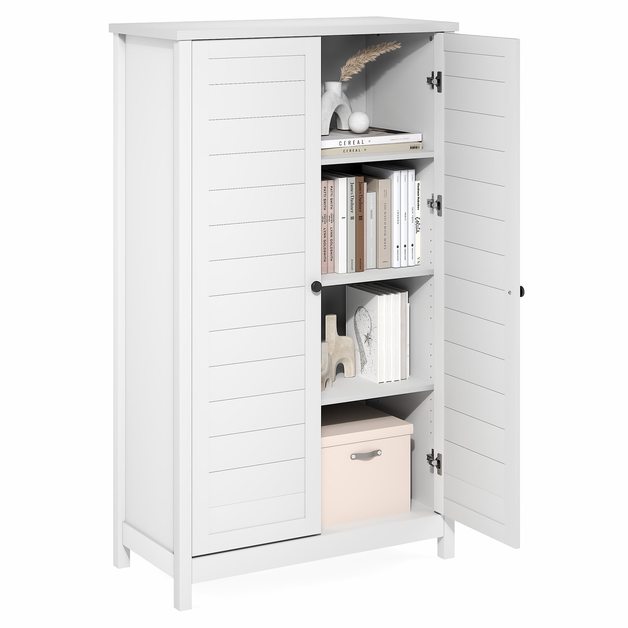 Furinno Robin Storage Kitchen Cabinet with 2 Doors 60H in White