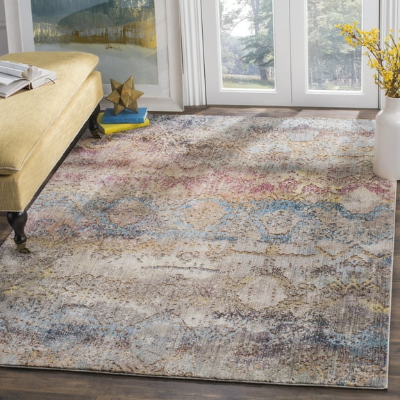 SAFAVIEH Bristol Elihu Abstract Polyester Area Rug, Turquoise/Multi, 3' x 5'