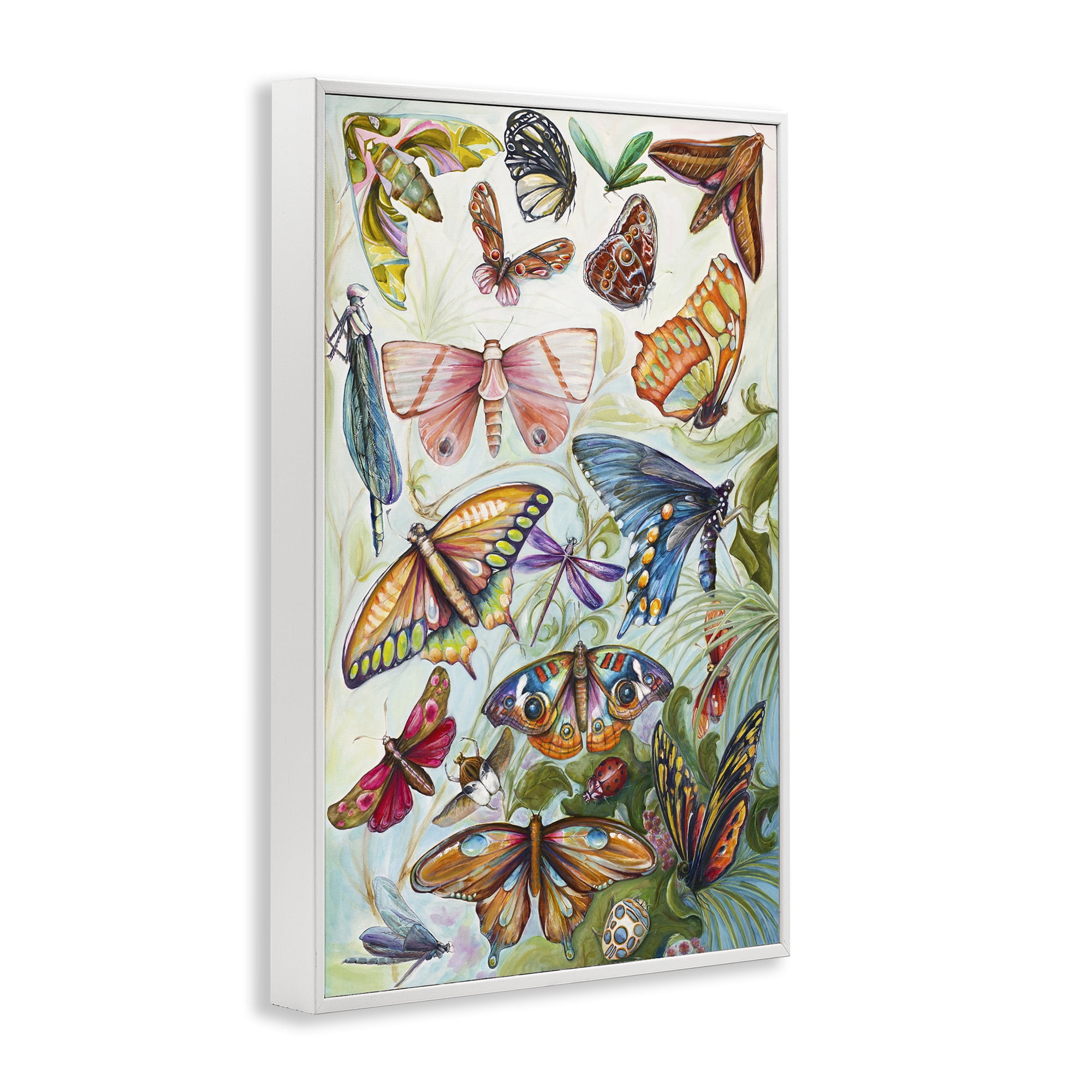 Stupell Industries Colorful Butterfly Conservatory White Framed Giclee Art, design by Diannart