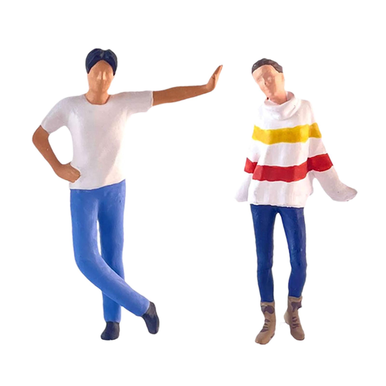 LeeQinersw 2 Pieces 1/64 People Figures DIY Crafts Miniature Boys Girls Model for Dollhouse