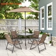 thumbnail image 3 of Crestlive Products 5 Pcs Metal & Glass Patio Dining Set with Umbrella Hole in Brown, 3 of 7